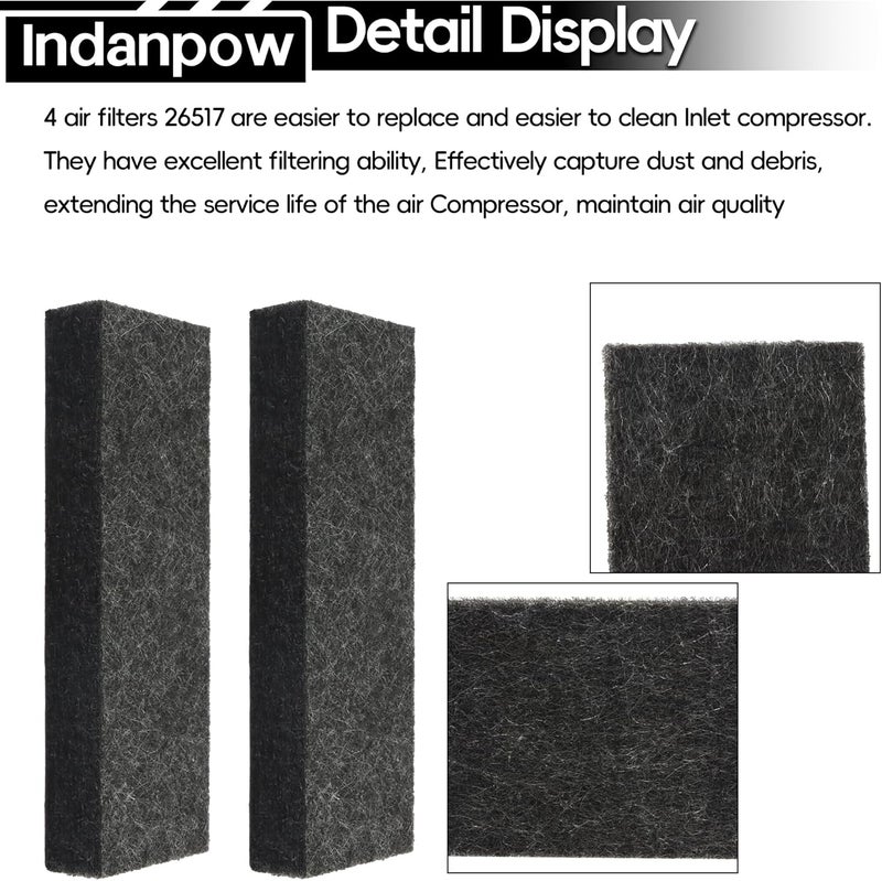 Indanpow فلتر هواء ضاغط الهواء 26517 لفلتر سحب ضاغط Craftsman DeVilbiss Porter Cable (عبوة 4)  - Image 3